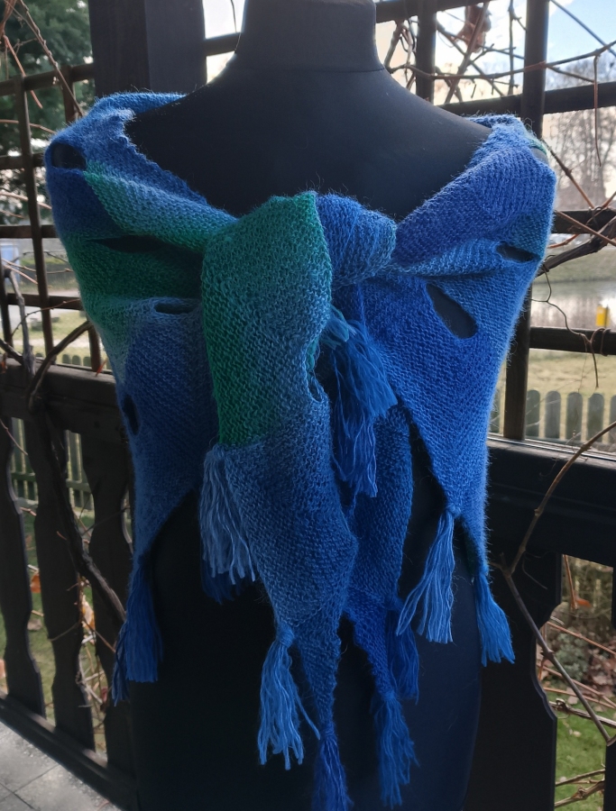 Chusta niebiesko turkusowo zielona