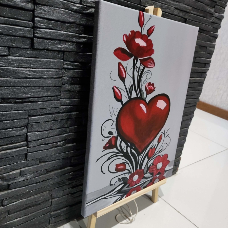 Czerwone serce obraz na płótnie