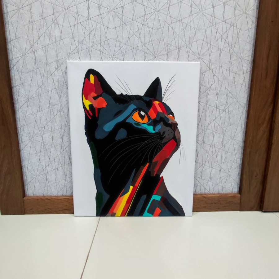 Czarny kot obraz na płótnie