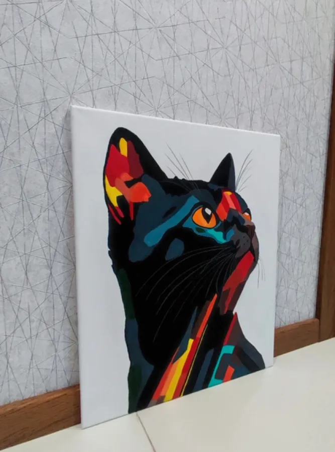 Czarny kot obraz na płótnie