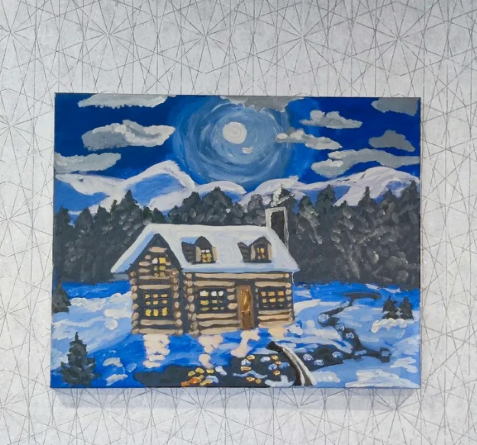 Domek w górach obraz na płótnie 