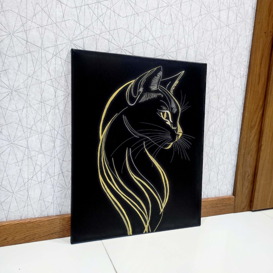 Czarny kot obraz na płótnie