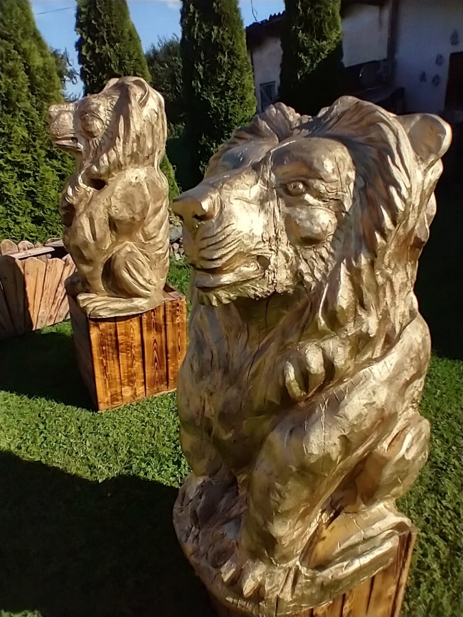 Lwy rzeźbione Dębowe