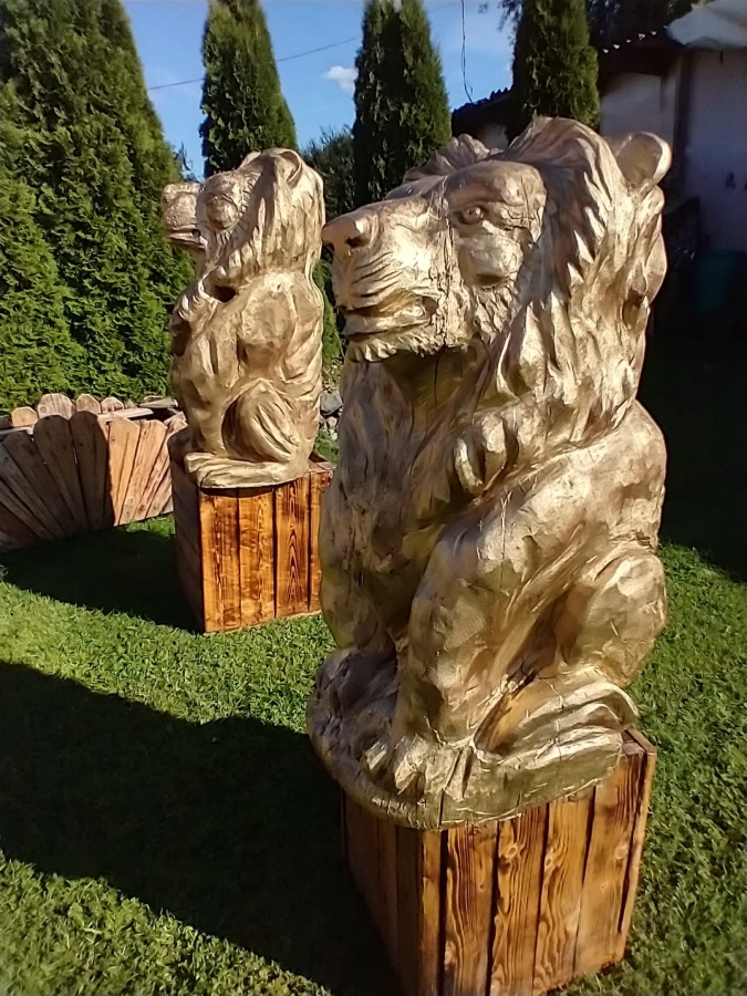 Lwy rzeźbione Dębowe