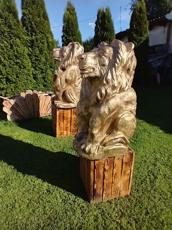 Lwy rzeźbione Dębowe