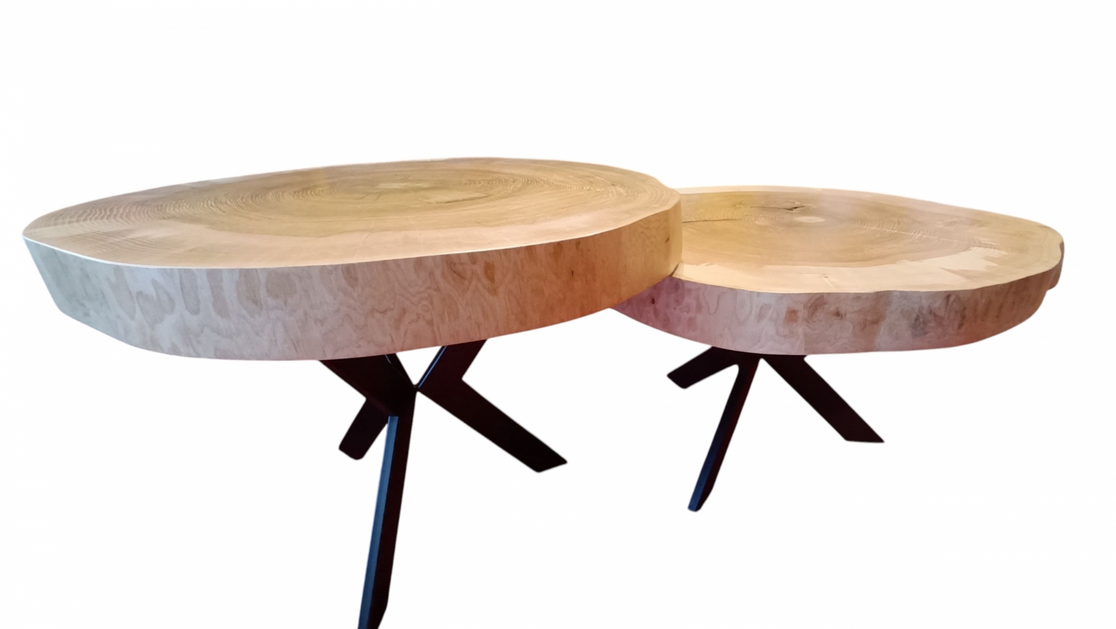 Zestaw 2 stolików kawowych z litego drewna