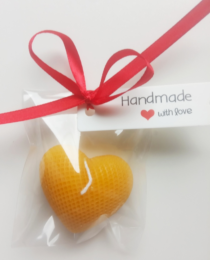 Serduszka dwa, świece z wosku pszczelego, 2 szt.