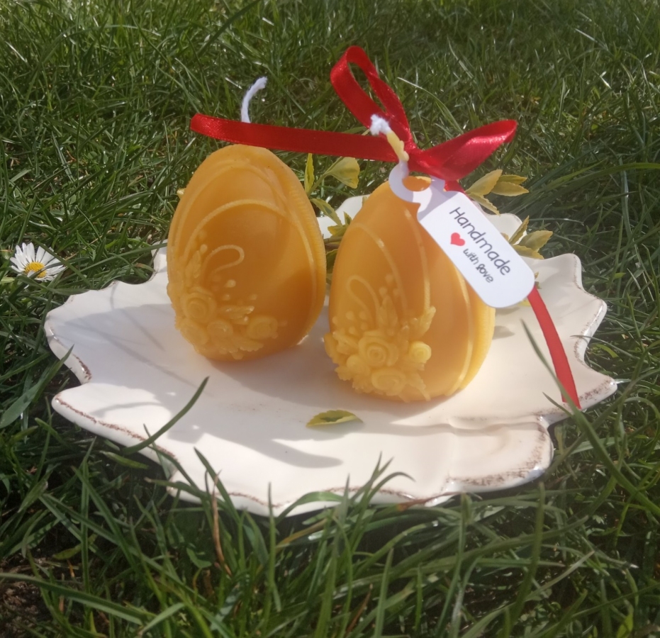 Wielkanocne świece z wosku pszczelego, kpl 2 szt