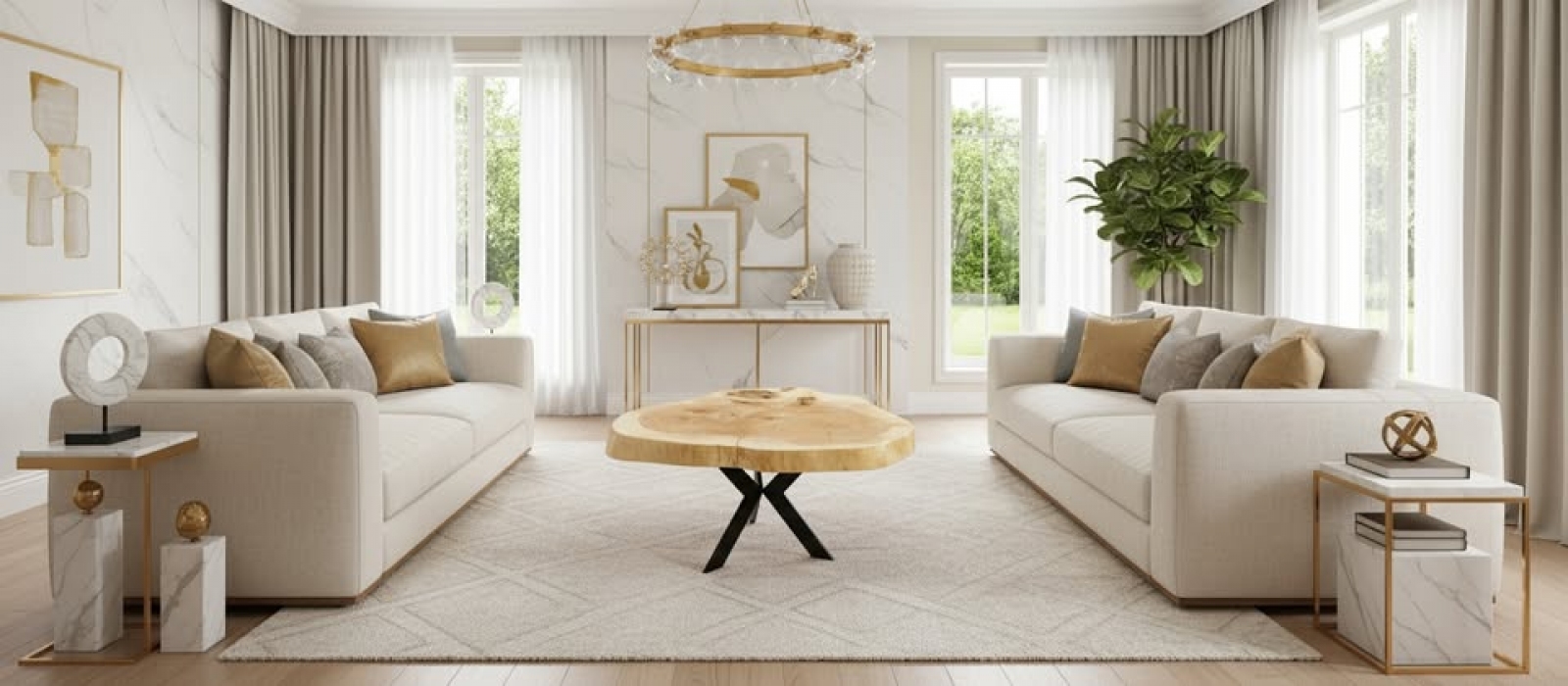 Drewniany stolik kawowy handmade – lite drewno i metal