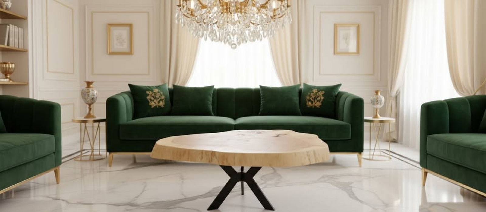 Drewniany stolik kawowy handmade – lite drewno i metal