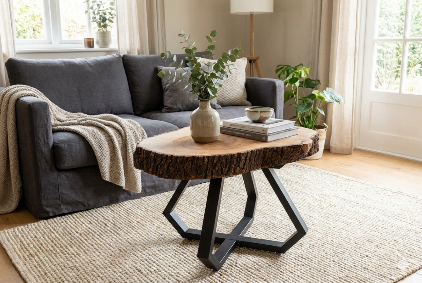 Stolik kawowy z litego drewna Drewnomalak Unikat 62x80 cm