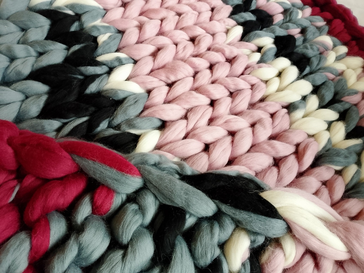 Kolorowy koc z wełny czesankowej 100% merynos