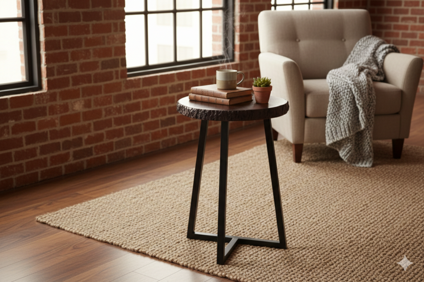 Stolik kawowy z litego drewna loft wysoki