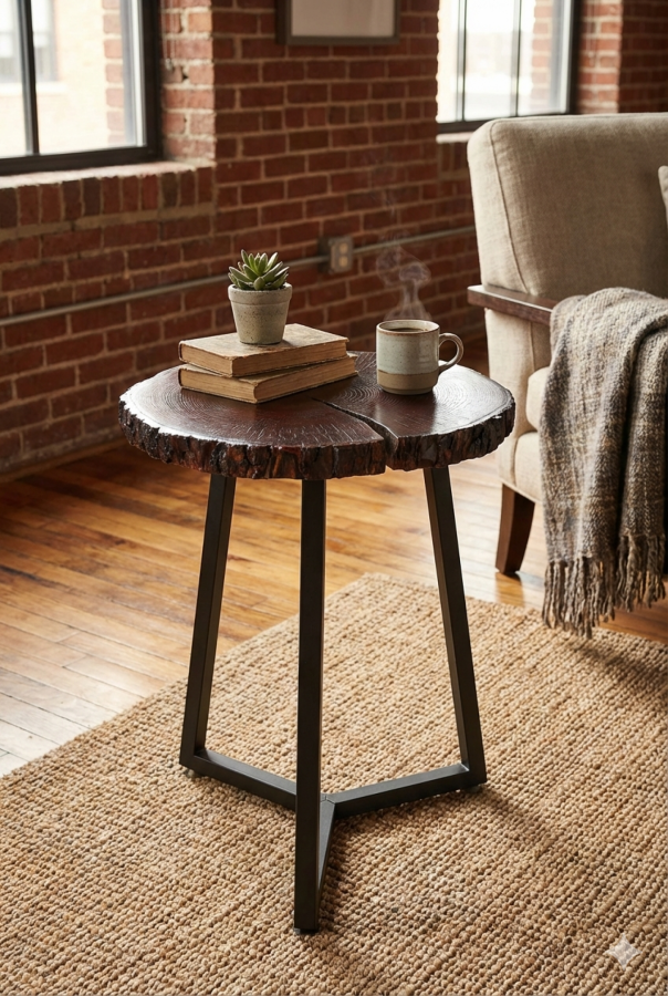 Stolik kawowy z litego drewna loft wysoki
