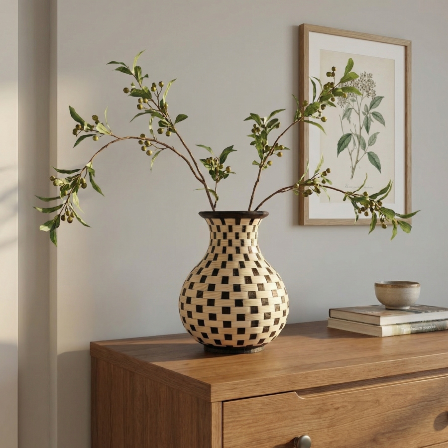 Ażurowy wazon z sosny – drewniane rękodzieło – Lekkość