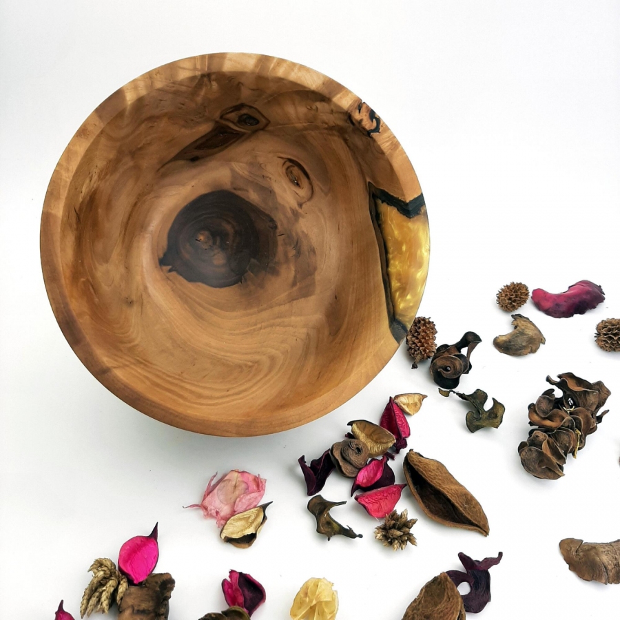 Misa z drewna i żywicy – Bursztynowy Świt – Rękodzieło