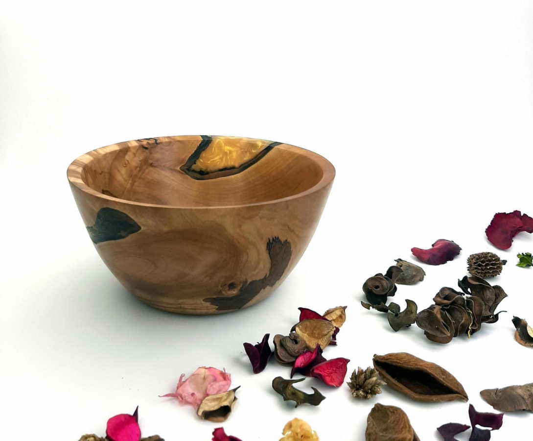 Misa z drewna i żywicy – Bursztynowy Świt – Rękodzieło