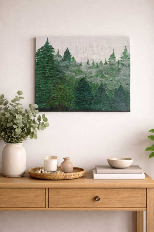 Poranna mgła wśród świerków