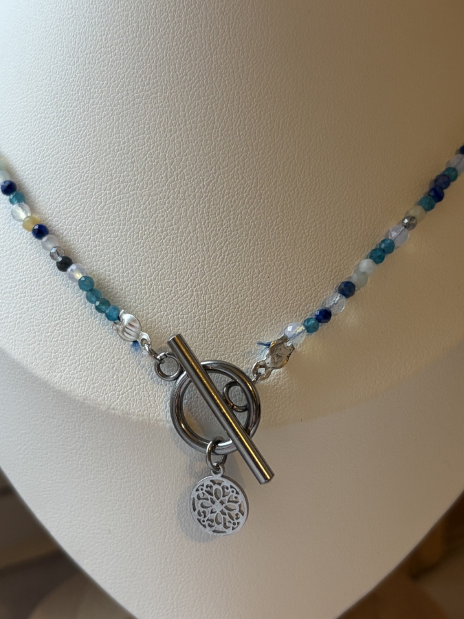 Naszyjnik handmade kamienie naturalne apatyt amazonit lapis 