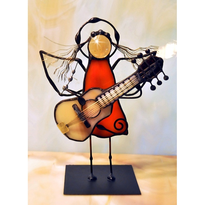 Aniołek witrażowy 3D gitarzysta