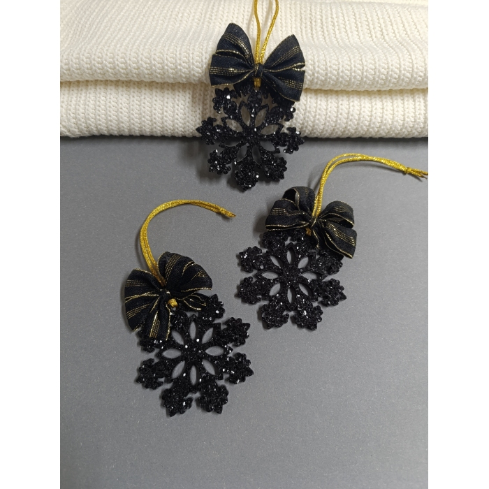 Zestaw 3 ozdób świątecznych – śnieżynki z żywicy epoksydowej