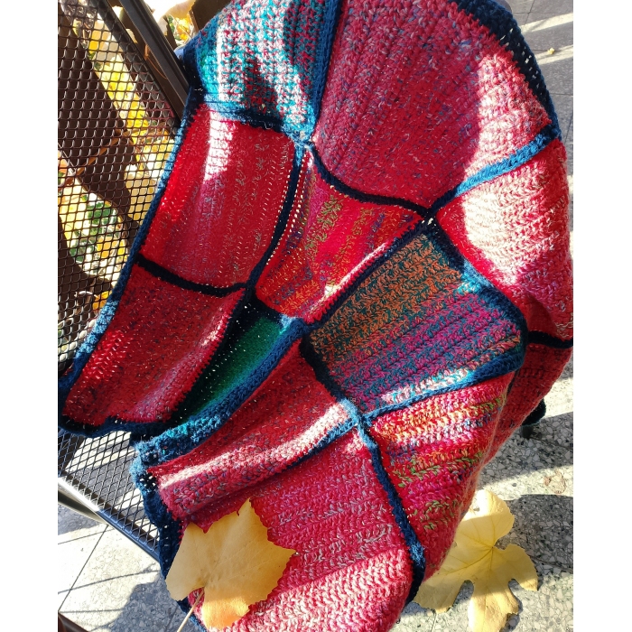 Narzuta koc z kwadratów