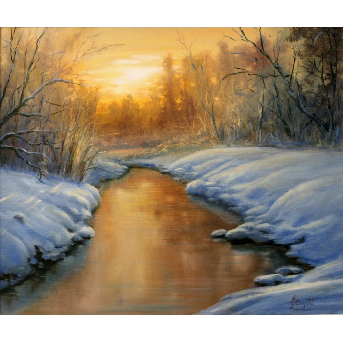 Pejzaż Zachód Słońca Zimą