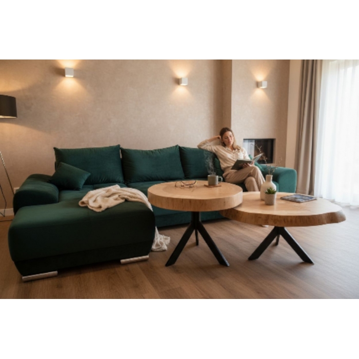 Zestaw 2 stolików kawowych z litego drewna Zegar z plastra 3