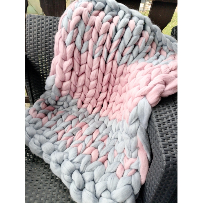 Kocyk z wełny czesankowej 100% merynos