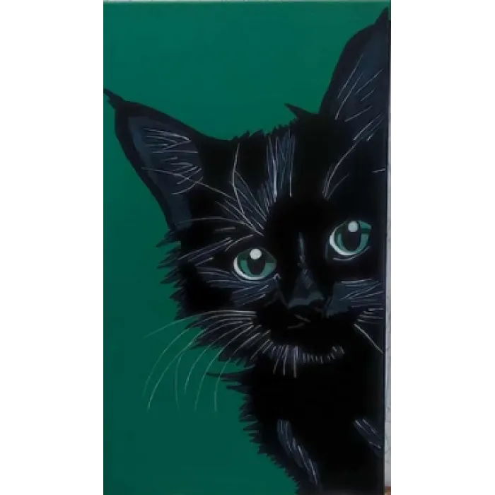 Czarny kot obraz na płótnie