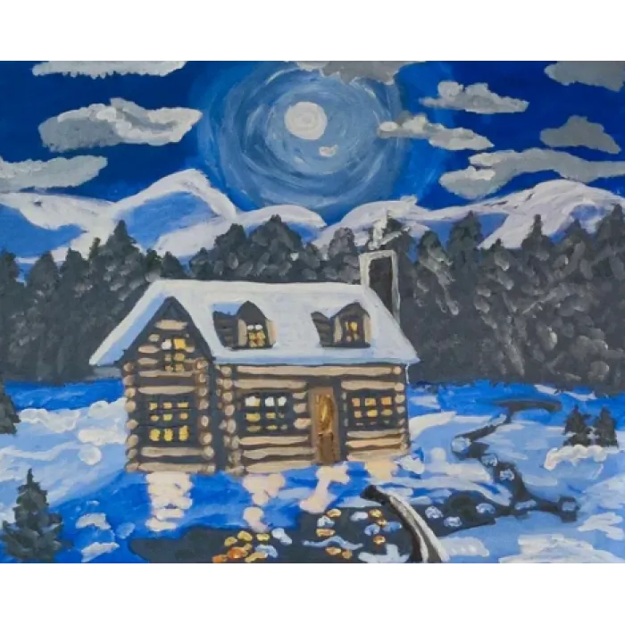 Domek w górach obraz na płótnie 