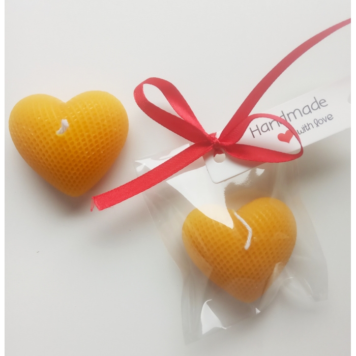 Serduszka dwa, świece z wosku pszczelego, 2 szt.