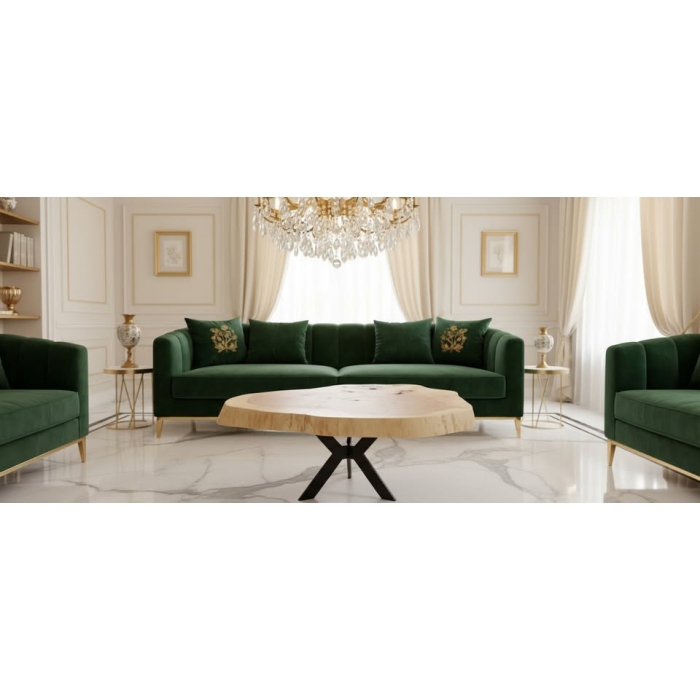 Drewniany stolik kawowy handmade – lite drewno i metal