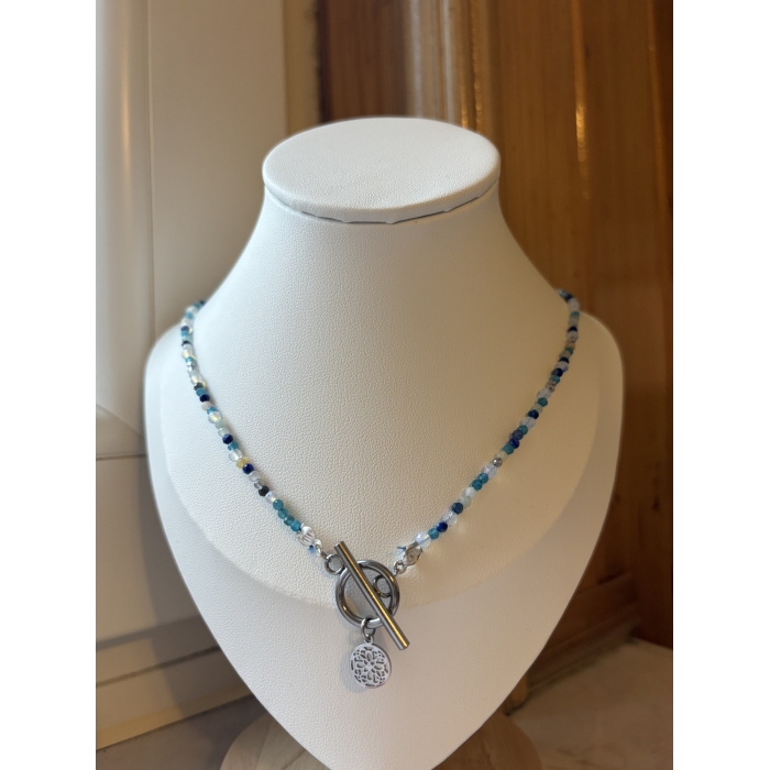 Naszyjnik handmade kamienie naturalne apatyt amazonit lapis 