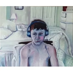 blue headphones