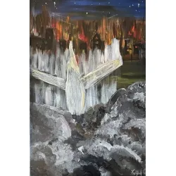 „Spadający samolot i płonące miasto”
